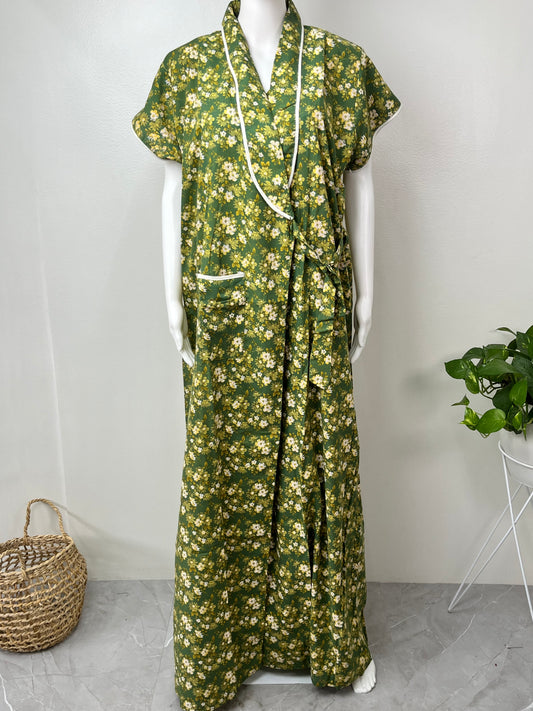 2-Piece Green Cotton Nightgown Set