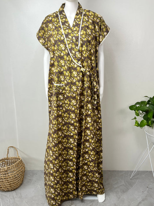 2-Piece Olive Green Cotton Nightgown Set