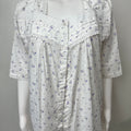 Lavender White Floral 2-Piece Cotton Nightgown Set