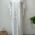 Lavender White Floral 2-Piece Cotton Nightgown Set