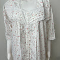 White Floral Printed 2-Piece Pure Cotton Nightgown Set