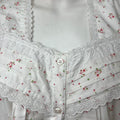 White Floral Printed 2-Piece Pure Cotton Nightgown Set