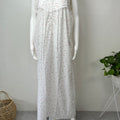 White Floral Printed 2-Piece Pure Cotton Nightgown Set