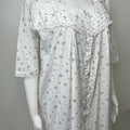 Lavender White Floral 2-Piece Cotton Nightgown Set