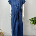 2-Piece Navy Blue Cotton Nightgown Set