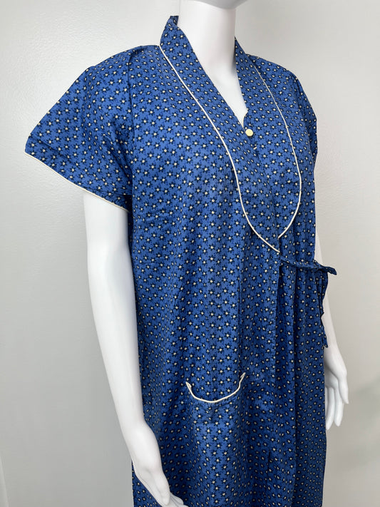 2-Piece Navy Blue Cotton Nightgown Set