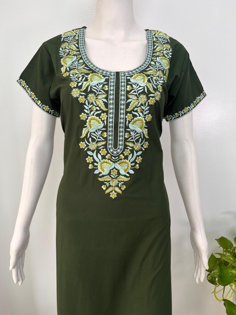 Green Delicate Embroidery Bizzlizzy Nightgown