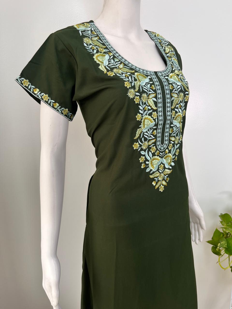Green Delicate Embroidery Bizzlizzy Nightgown